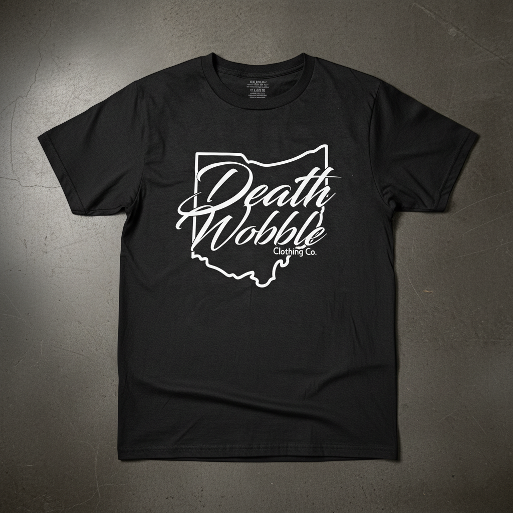 Death Wobble Ohio script logo tee
